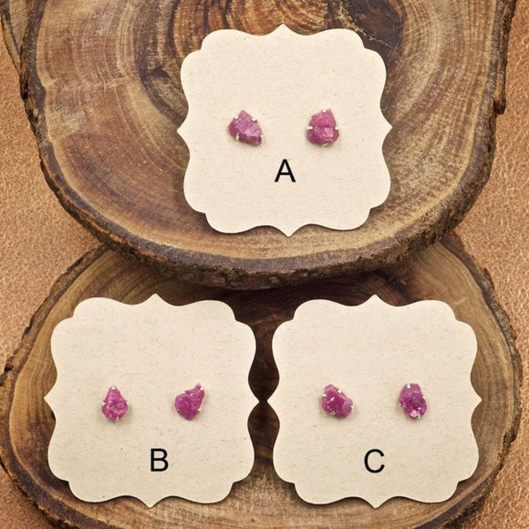 Ruby and Sterling Silver Crystal Stud Earrings - Choose the pair you want - Picture 2 of 2